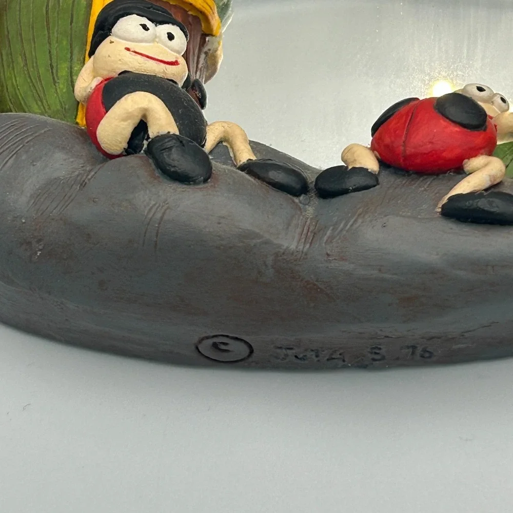 Vintage Chalkware Fairy House Mushroom Ladybug Mirror Red White Wall Juta‎ S 70s
